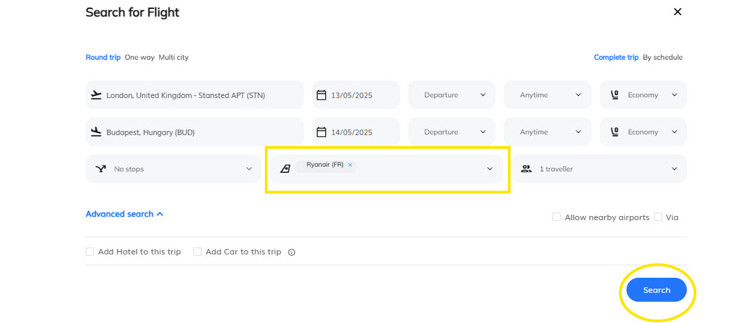 How to search for a flight with a particular airline image 2
