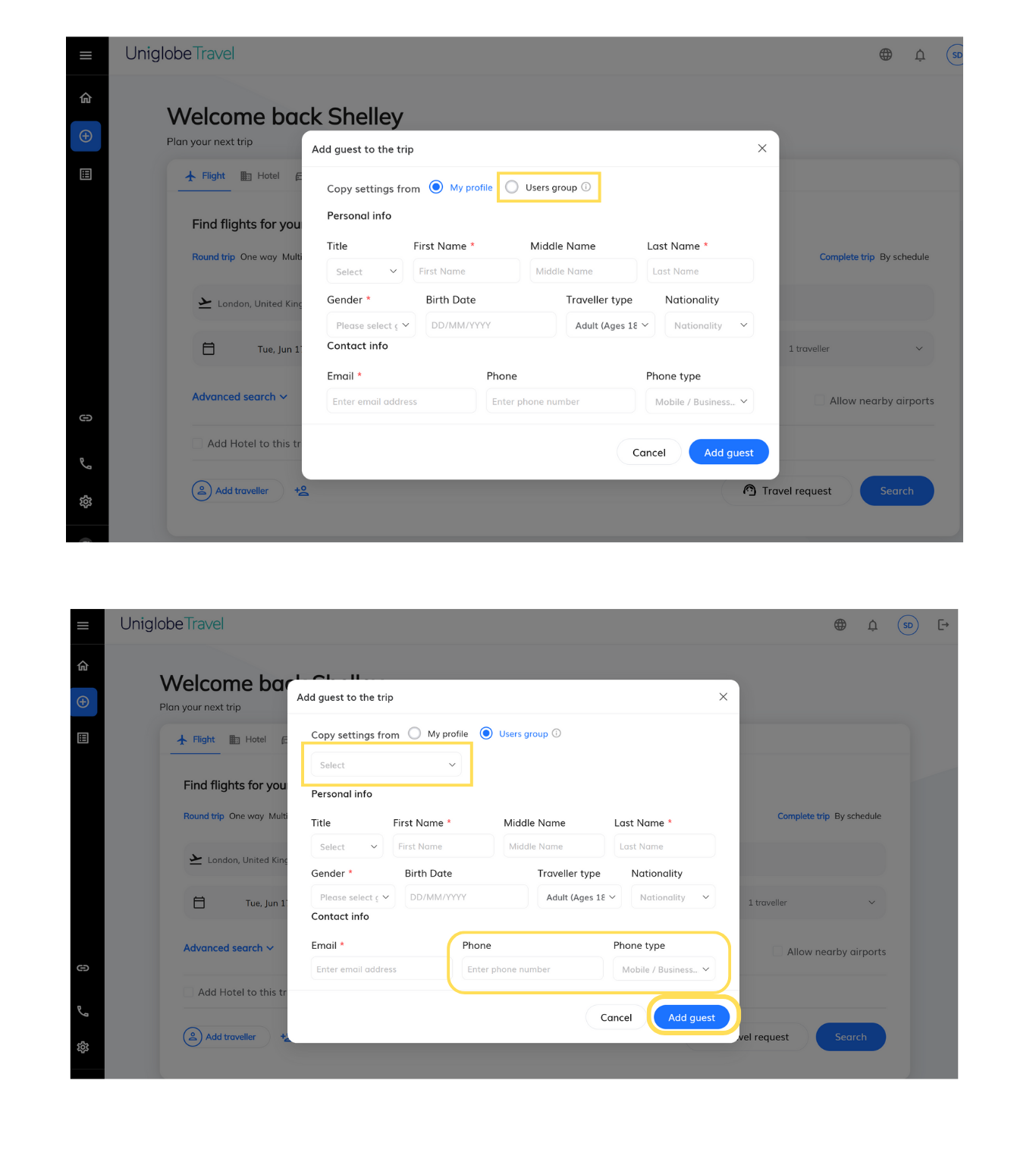 how to book using a different policy